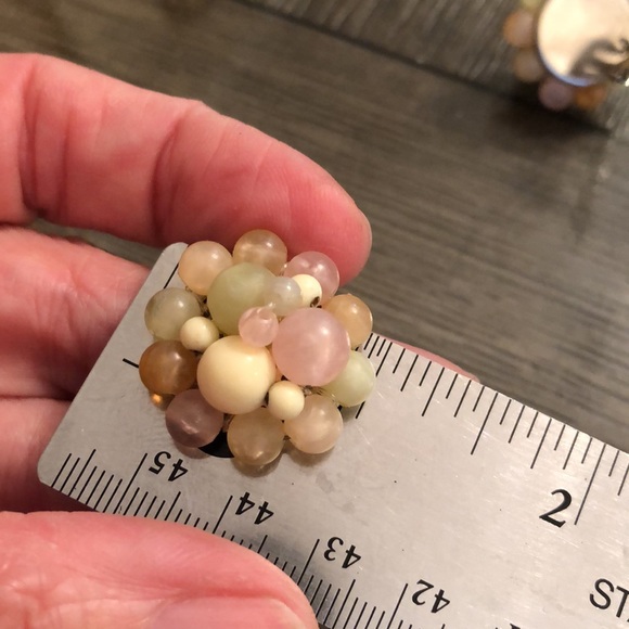 Vintage Pastel Acrylic Bead Clip Earrings - Picture 11 of 11